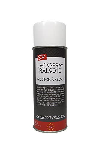 SDV Chemie Lackspray RAL 9010 weiß glänzend 1x 400ml REINWEISS weiss Acryllack Autolack von SDV Chemie