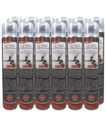 SDV Chemie PUR WDVS Klebeschaum 12x 800ml Brandstoffklasse B1 schwer entflammbar Pistolenschaum Dämmstoffkleber Dämmschaum Bauschaum SDV Chemie PUR WDVS Klebeschaum 12x 800ml Brandstoffklasse B1 schwer entflammbar Pistolenschaum Dämmstoffkleber Dämmschaum Bauschaum von SDV Chemie