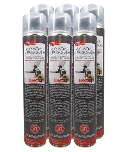 SDV Chemie PUR WDVS Klebeschaum 6x 800ml Brandstoffklasse B1 schwer entflammbar Pistolenschaum Dämmstoffkleber Dämmschaum Bauschaum SDV Chemie PUR WDVS Klebeschaum 6x 800ml Brandstoffklasse B1 schwer entflammbar Pistolenschaum Dämmstoffkleber Dämmschaum Bauschaum von SDV Chemie