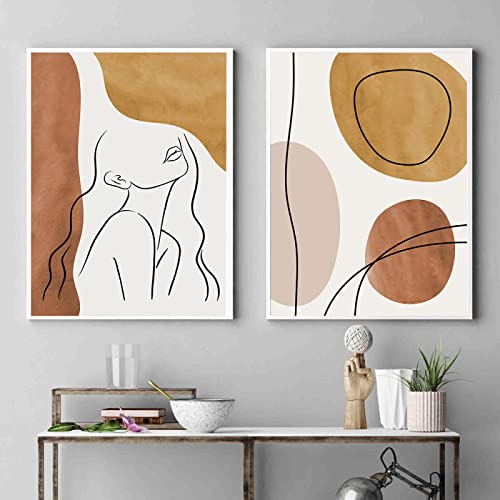 Abstrakte Frau Boho Poster Weibliches Gesicht Linie Kunstdruck Erdtöne Neutral Leinwand Malerei Moderne Wandbild Wohnkultur 60x80cm-2 Stück Rahmenlos Abstrakte Frau Boho Poster Weibliches Gesicht Linie Kunstdruck Erdtöne Neutral Leinwand Malerei Moderne Wandbild Wohnkultur 60x80cm-2 Stück Rahmenlos von SDVIB