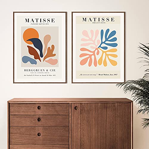 Abstrakte Matisse-Linie Gesicht Korallenblätter Wandkunst Leinwand Malerei Nordic Poster und Drucke Wandbilder Wohnzimmer Dekor 50x70cmx2Pcs Frameless von SDVIB