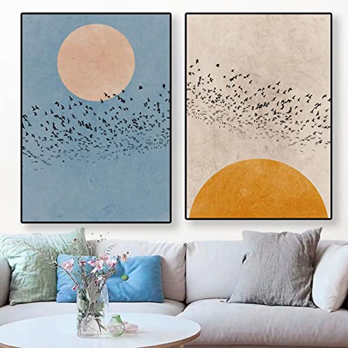 Abstrakte Mond-Silhouette-Vögel-Druck, Leinwandgemälde, minimalistisches blaues Natur-Poster, skandinavische nordische Wandbilder, Heimdekoration, 60 x 80 cm, 2 Stück, rahmenlos Abstrakte Mond-Silhouette-Vögel-Druck, Leinwandgemälde, minimalistisches blaues Natur-Poster, skandinavische nordische Wandbilder, Heimdekoration, 60 x 80 cm, 2 Stück, rahmenlos von SDVIB