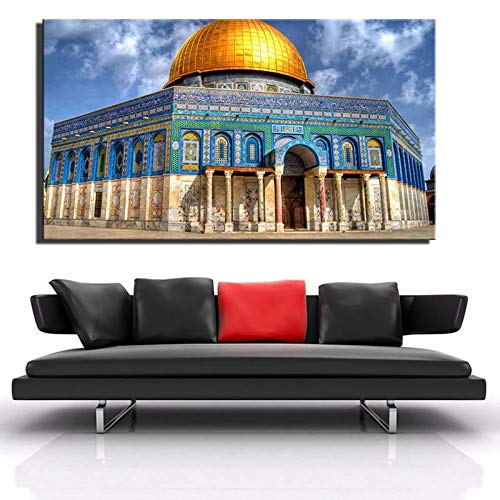 Al-Aqsa-Moschee-Leinwandgemälde, Jerusalem, weltberühmtes Gebäude, Poster und Druck, Wandkunst für Wohnzimmer, Heimdekoration, 60 x 90 cm, kein Rahmen von SDVIB