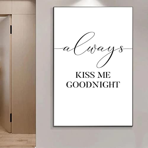 Always Kiss Me Goodnight Wandkunst Moderner Brief Einfacher Stil Leinwandmalerei Liebhaber Raumdekor Poster Drucke Bilder 30x45cm Rahmenlos von SDVIB