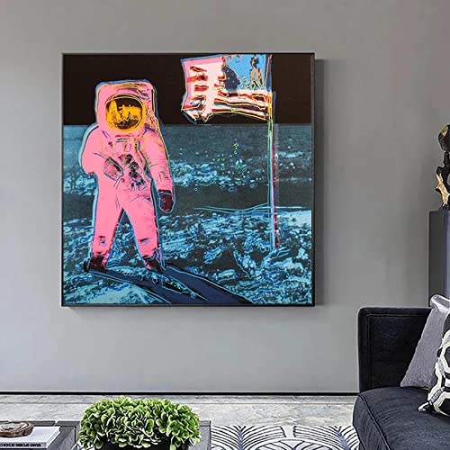 Andy Warhol Works Leinwand Gemälde Moonwalk Astronaut Poster und Drucke Wandkunst Bilder für Wohnzimmer Dekoration 60x60cm Rahmenlos von SDVIB