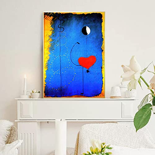 Berühmtes Joan Miro Dancers Love Heart-Poster, Kunst-Leinwanddruck, Gemälde, abstraktes Kunstwerk, Wandbild, Wohnzimmer, Heimdekoration, 50 x 75 cm, rahmenlos von SDVIB