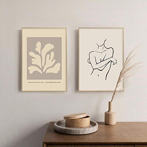 Boho-Stil Abstrakte Beige Silhouette Moderne Leinwandmalerei Wandkunst Poster und Druckbilder Zimmereinrichtung Wohnkultur 50x70cm-2Pieces Frameless von SDVIB