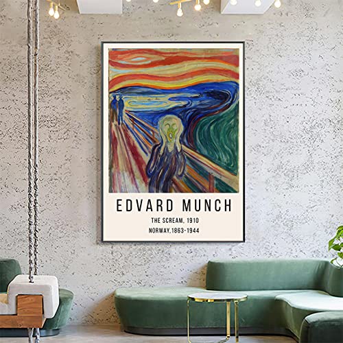Edvard Munch Der Schrei Abstrakte Wandkunst Leinwand Vintage Poster Malerei Drucke Bilder Schlafzimmer Klassenzimmer Dekoration 40x60cm Rahmenlos von SDVIB