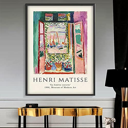 Henri Matisse Das offene Fenster Porträt Leinwand Gemälde Heimdekoration Poster und Druck für Wohnzimmer Wandkunst Bild 60 x 90 cm (23,6 Zoll x 35,4 Zoll) ohne Rahmen von SDVIB