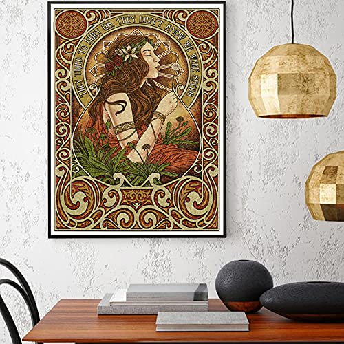 Hippie Zitat Nouveau Mucha Leinwand Malerei Vintage Boho Frieden Poster und Drucke Flower Power Liebe Wandkunst Bilder Dekor 40x60cm Rahmenlos von SDVIB