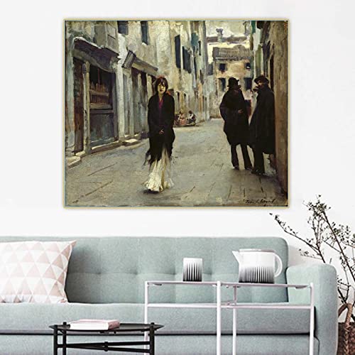 John Singer Sargent "Street in Venice" Leinwandkunst Ölgemälde Kunstwerk Bild Posterdruck Zuhause Wohnzimmer Dekoration 40x55cm Rahmenlos von SDVIB