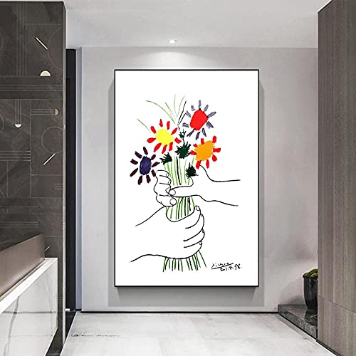 Pablo Picasso Kunst Poster 1958 Blumenstrauß des Friedens Bilder Blume Wandkunst Leinwand Malerei Nordische Drucke Bilder Wohnkultur 30x40cm Rahmenlos von SDVIB