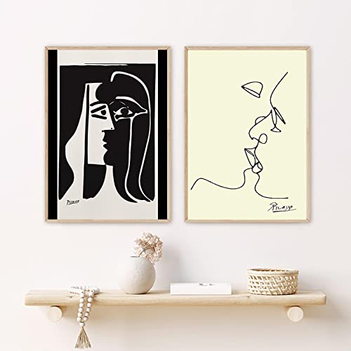 Picasso Kuss Abstrakte Figuren Poster Blending In Face Wandkunst Bild Drucke Leinwand Malerei Wohnzimmer Dekoration Home Decor 70 x 100 cm x 2 Stück rahmenlos von SDVIB