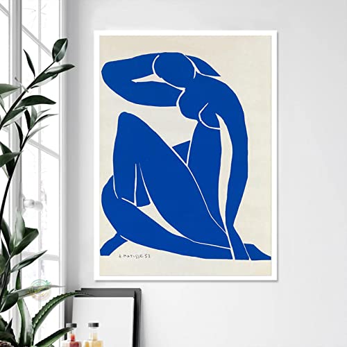 SDVIB Blauer Akt-Poster von Henri Matisse, abstrakter Kunstdruck, minimalistische moderne Wandkunst, Heimdekoration, Leinwandgemälde, Wandkunstdrucke, 50 x 70 cm, rahmenlos von SDVIB