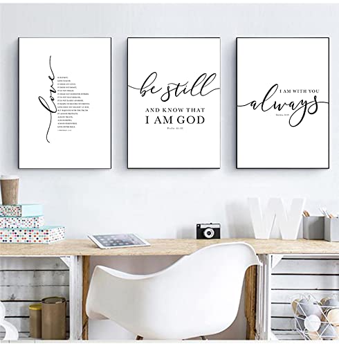 SDVIB Christian Bible Vers Quote Posters and Prints Black White Wall Pictures Scripture Christ Wall Art Canvas Painting Home Decor15.7”x 23.6”(40x60cm) x3 No frame von SDVIB