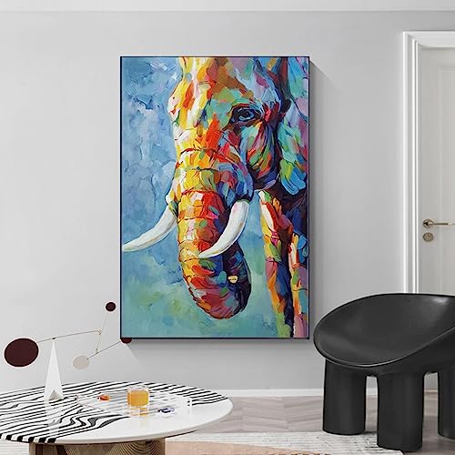 SDVIB Das moderne, einfache Ölgemälde „Elefant“ ist ein dekoratives Gemälde, das auf dem Sofahintergrund im Wohnzimmer anwendbar ist. 60 x 80 cm (23,6 x 31,4 Zoll) ohne Rahmen von SDVIB