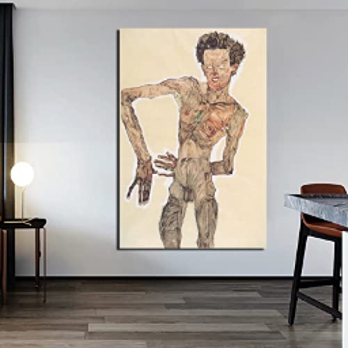 SDVIB Egon Schiele Selbstportrait Wandkunst Leinwand Malerei Poster Drucke Moderne Malerei Wandbilder Für Wohnzimmer Wohnkultur 70x100cm Rahmenlos von SDVIB