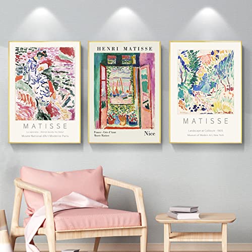 SDVIB Henri Matisse Collioure Landschaft Frau mit Fenster Drucke Moderne Kunstgalerie Wandkunst Poster Leinwand Gemälde Wohnkultur 50x70cm-3Pieces Frameless von SDVIB