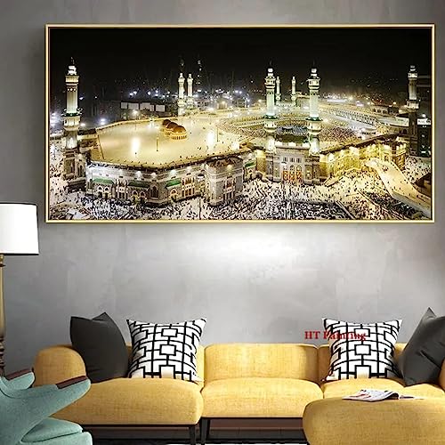 SDVIB Mekka Kaaba Arbaic Heilige Landschaft, Leinwandgemälde, islamische muslimische Moschee, Poster und Drucke, Wandkunst, Bilder, Heimdekoration, 70 x 140 cm, rahmenlos von SDVIB