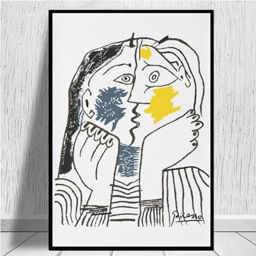 SDVIB Pablo Picasso (Pablo Picasso) Der Kuss 1979, Kunstwerk, Reproduktion, Leinwanddruck, moderne Wandkunst, Heimbüro-Dekoration, 30 x 45 cm, rahmenlos von SDVIB