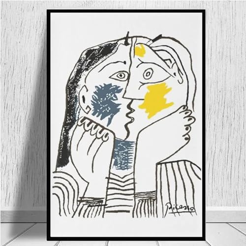 SDVIB Pablo Picasso (Pablo Picasso) The Kiss 1979, Kunstwerk, Reproduktion, Leinwanddruck, moderne Wandkunst, Heimbüro-Dekoration, 60 x 80 cm, rahmenlos von SDVIB