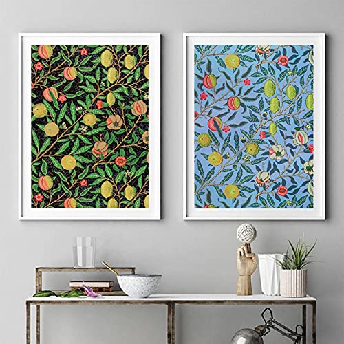 SDVIB William Morris Poster Ausstellung Kunstdruck Blumen Vintage Botanisch Obst Muster Badezimmer Leinwand Gemälde Heimdekoration 50x70cm-2Pieces Frameless von SDVIB