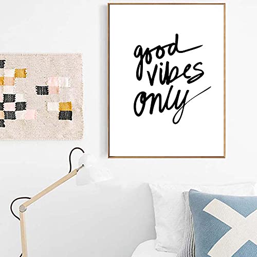 Wandkunst Poster Good Vibes Only Leinwand Gemälde Nordic Schwarz Weiß Zitate Kinderzimmer Druck Bilder Zimmer Home Decor15.7"x 19.6"(40x50cm) Kein Rahmen von SDVIB