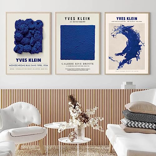 Yves Klein abstrakte blaue Kreis-Poster und Drucke, Leinwandgemälde, nordische Wandkunst, Bilder für Wohnzimmer, Heimdekoration, 60 x 90 cm, 3 Stück, rahmenlos von SDVIB