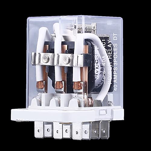 Hochleistungsrelais JQX-38F 40A mit Sockel DC12V DC24V DC48V DC60V DC220V AC220V 8 Pin 11 Pin Shell Relais 1 Stück (3NO 3NC 11PIN,DC48V With Base) von SDVUAHUJ