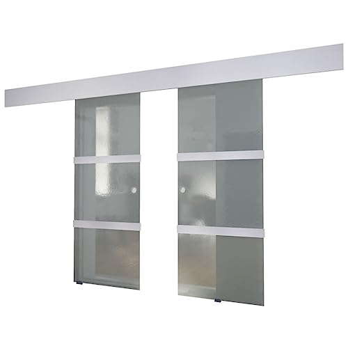 Doppelschiebetür, Trennwände, Raumteiler, Innentüren, Zimmertür mit Muschelgriff für Wohnzimmer, Küche, Esszimmer, 205 x 75 cm Glas und Aluminium Doppelschiebetür, Trennwände, Raumteiler, Innentüren, Zimmertür mit Muschelgriff für Wohnzimmer, Küche, Esszimmer, 205 x 75 cm Glas und Aluminium von SDWEHBJ