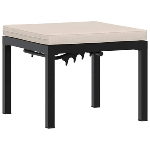 Gartenhocker mit Kissen, Freizeitstuhl, Garten-Esszimmer-Stühle, Hocker Outdoor, Sitzhocker für Balkon, 55x55x39,5 cm Schwarz Pulverbeschichteter Stahl von SDWEHBJ