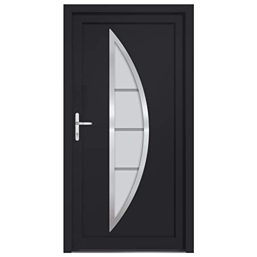 Haustür mit Linker Aluminium-Türgriff, Montageset, Dichtungsband, Eingangstür mit 3D verstellbare Scharniere für Eingangsbereich, Anthrazit 108x200 cm PVC von SDWEHBJ