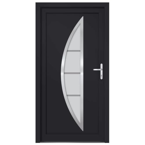 Haustür mit Rechter Aluminium-Türgriff, Montageset, Dichtungsband, Eingangstür mit 3D verstellbare Scharniere für Eingangsbereich, Anthrazit 108x200 cm PVC von SDWEHBJ