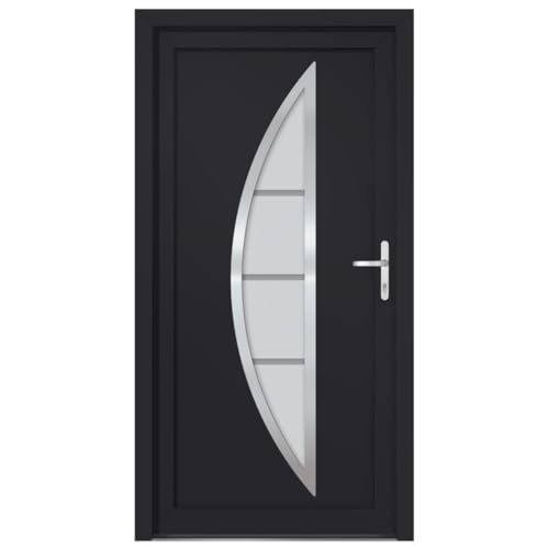 Haustür mit Rechter Aluminium-Türgriff, Montageset, Dichtungsband, Eingangstür mit 3D verstellbare Scharniere für Eingangsbereich, Anthrazit 108x208 cm PVC von SDWEHBJ