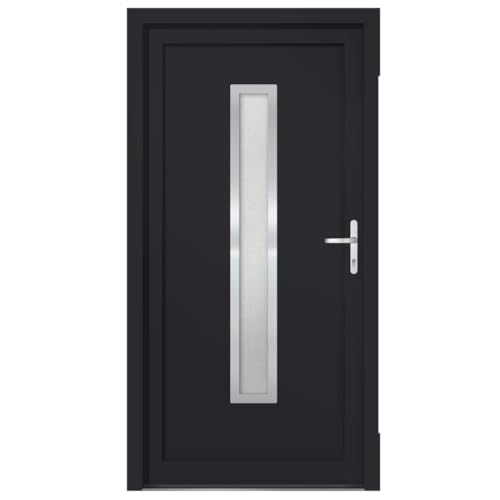 Haustür mit Rechter Aluminium-Türgriff, Montageset, Dichtungsband, Eingangstür mit 3D verstellbare Scharniere für Eingangsbereich, Anthrazit 108x208 cm PVC von SDWEHBJ