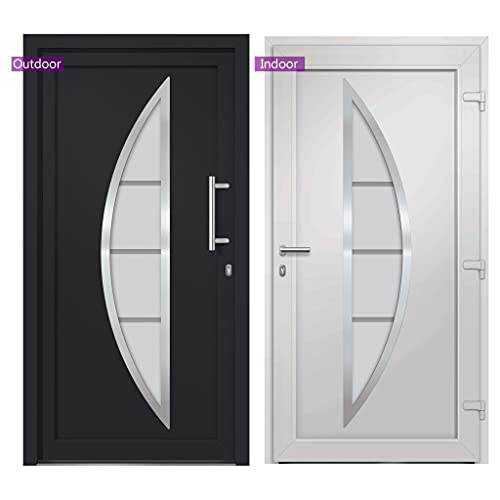 Haustür mit Rechter Edelstahl-Ziehgriff, Montageset, Dichtungsband, Eingangstür mit 3D verstellbare Scharniere für Eingangsbereich, Anthrazit 108x200 cm PVC von SDWEHBJ