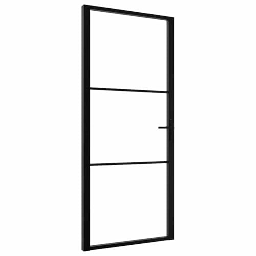 Innentür mit Türgriff, Stabiler Aluminiumrahmen, Moderne Designtüren für Badezimmer, Küche, Esszimmer, 102,5x201,5 cm Schwarz ESG Glas und Aluminium Innentür mit Türgriff, Stabiler Aluminiumrahmen, Moderne Designtüren für Badezimmer, Küche, Esszimmer, 102,5x201,5 cm Schwarz ESG Glas und Aluminium von SDWEHBJ