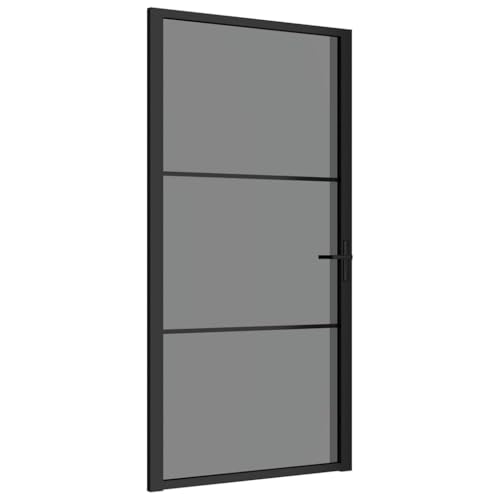 Innentür mit Türgriff, Stabiler Aluminiumrahmen, Moderne Designtüren für Badezimmer, Küche, Esszimmer, 102,5x201,5 cm Schwarz ESG-Glas und Aluminium Innentür mit Türgriff, Stabiler Aluminiumrahmen, Moderne Designtüren für Badezimmer, Küche, Esszimmer, 102,5x201,5 cm Schwarz ESG-Glas und Aluminium von SDWEHBJ