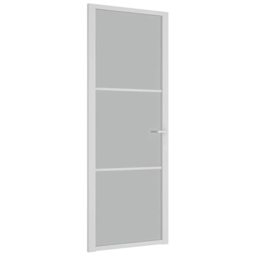 Innentür mit Türgriff, Stabiler Aluminiumrahmen, Moderne Designtüren für Badezimmer, Küche, Esszimmer, 76x201,5 cm Weiß Mattglas und Aluminium von SDWEHBJ