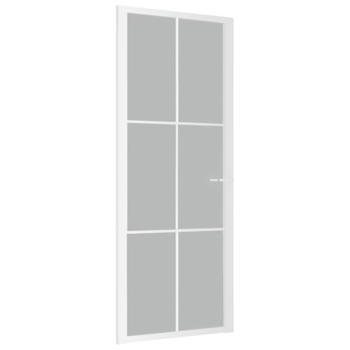 Innentür mit Türgriff, Stabiler Aluminiumrahmen, Moderne Designtüren für Badezimmer, Küche, Esszimmer, 83x201,5 cm Weiß Mattglas und Aluminium von SDWEHBJ