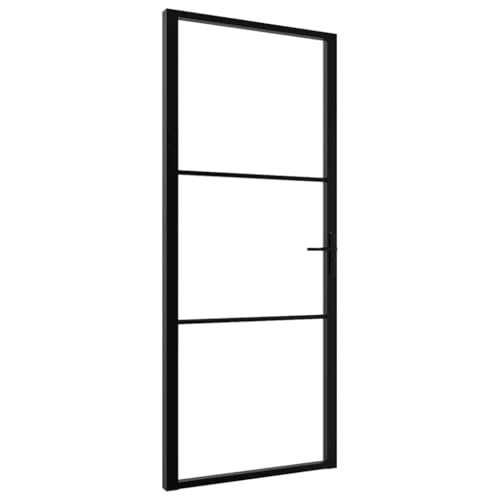 Innentür mit Türgriff, Stabiler Aluminiumrahmen, Moderne Designtüren für Badezimmer, Küche, Esszimmer, 93x201,5 cm Schwarz ESG Glas und Aluminium Innentür mit Türgriff, Stabiler Aluminiumrahmen, Moderne Designtüren für Badezimmer, Küche, Esszimmer, 93x201,5 cm Schwarz ESG Glas und Aluminium von SDWEHBJ