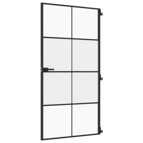 Innentür mit Türgriff, Stabiler Aluminiumrahmen, Moderne Designtüren für Badezimmer, Küche, Esszimmer, Schwarz 102,5x201,5 cm Halbmatt Hartglas & Aluminium Innentür mit Türgriff, Stabiler Aluminiumrahmen, Moderne Designtüren für Badezimmer, Küche, Esszimmer, Schwarz 102,5x201,5 cm Halbmatt Hartglas & Aluminium von SDWEHBJ