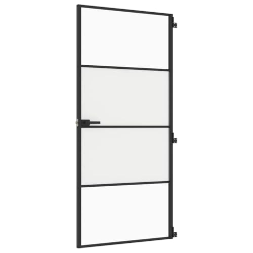 Innentür mit Türgriff, Stabiler Aluminiumrahmen, Moderne Designtüren für Badezimmer, Küche, Esszimmer, Schwarz 93x201,5 cm Halbmatt Hartglas & Aluminium Schlank Innentür mit Türgriff, Stabiler Aluminiumrahmen, Moderne Designtüren für Badezimmer, Küche, Esszimmer, Schwarz 93x201,5 cm Halbmatt Hartglas & Aluminium Schlank von SDWEHBJ