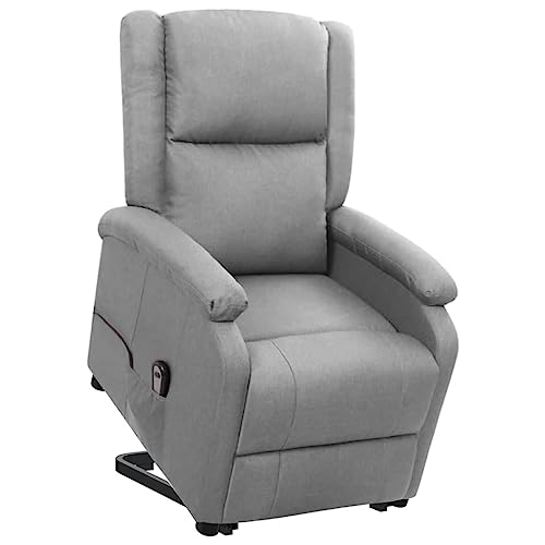 SDWEHBJ Aufstehsessel, Relaxsessel mit Liegefunktion, Aufstehhilfe, Polstersessel mit Seitentasche für Wohnzimmer, Schlafzimmer, 70x89x103.5 cm Hellgrau Stoff von SDWEHBJ