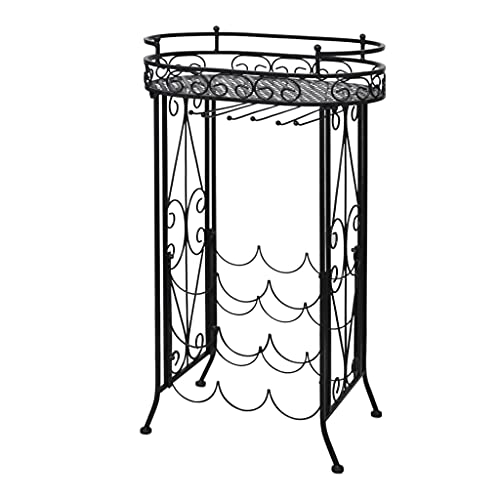 SDWEHBJ Flaschenregal für 9 Flaschen, Weinflaschenhalter, Industrielles Weinregal, Flaschenablage für Bar Küche Restaurant, 46x28,5x77,5 cm Schmiedeeisen von SDWEHBJ