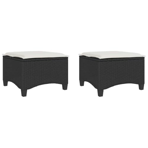 SDWEHBJ Gartenhocker mit Kissen, 2 STK, Freizeitstuhl, Garten-Esszimmer-Stühle, Hocker Outdoor, Sitzhocker für Balkon, Terrasse, Schwarz 55x55x36 cm Poly Rattan SDWEHBJ Gartenhocker mit Kissen, 2 STK, Freizeitstuhl, Garten-Esszimmer-Stühle, Hocker Outdoor, Sitzhocker für Balkon, Terrasse, Schwarz 55x55x36 cm Poly Rattan von SDWEHBJ