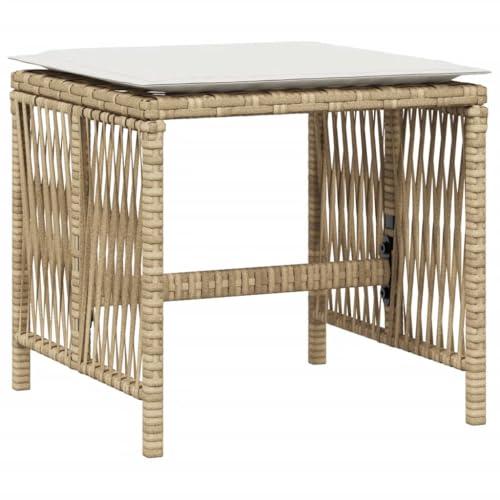 SDWEHBJ Gartenhocker mit Kissen, 4 STK, Freizeitstuhl, Garten-Esszimmer-Stühle, Hocker Outdoor, Sitzhocker für Balkon, Terrasse, Beige 41x41x36 cm Poly Rattan von SDWEHBJ