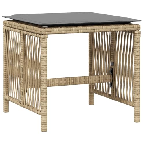 SDWEHBJ Gartenhocker mit Kissen, 4 STK, Freizeitstuhl, Garten-Esszimmer-Stühle, Hocker Outdoor, Sitzhocker für Balkon, Terrasse, Beigemischung 41x41x36 cm Poly Rattan von SDWEHBJ
