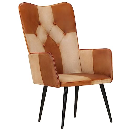 SDWEHBJ Ohrensessel, Gepolsterter Akzentstuhl, Lesesessel, Einzelsofa für Schlafzimmer, Wohnzimmer, Büro, Vanity, Robust, 55 x 41 x 97 cm Braun und Creme Echtleder SDWEHBJ Ohrensessel, Gepolsterter Akzentstuhl, Lesesessel, Einzelsofa für Schlafzimmer, Wohnzimmer, Büro, Vanity, Robust, 55 x 41 x 97 cm Braun und Creme Echtleder von SDWEHBJ