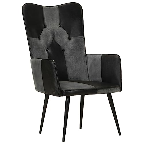 SDWEHBJ Ohrensessel, Gepolsterter Akzentstuhl, Lesesessel, Einzelsofa für Schlafzimmer, Wohnzimmer, Büro, Vanity, Robust, 55 x 41 x 97 cm Schwarz und Grau Echtleder SDWEHBJ Ohrensessel, Gepolsterter Akzentstuhl, Lesesessel, Einzelsofa für Schlafzimmer, Wohnzimmer, Büro, Vanity, Robust, 55 x 41 x 97 cm Schwarz und Grau Echtleder von SDWEHBJ